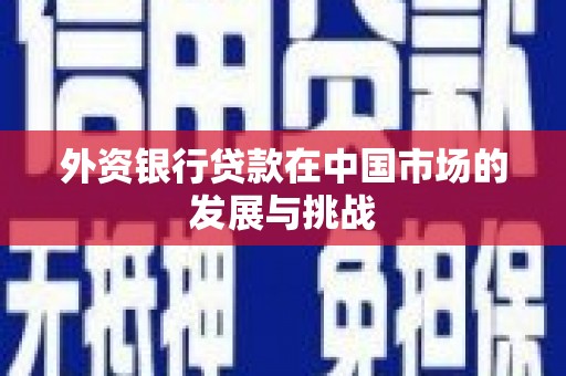 秀英外资银行贷款在中国市场的发展与挑战