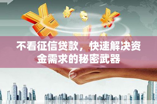 秀英不看征信贷款，快速解决资金需求的秘密武器