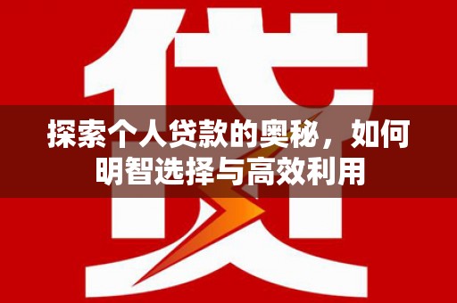 秀英探索个人贷款的奥秘，如何明智选择与高效利用