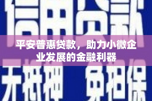 秀英平安普惠贷款，助力小微企业发展的金融利器